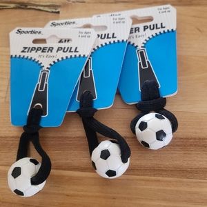 Soccer themed zipper pulls